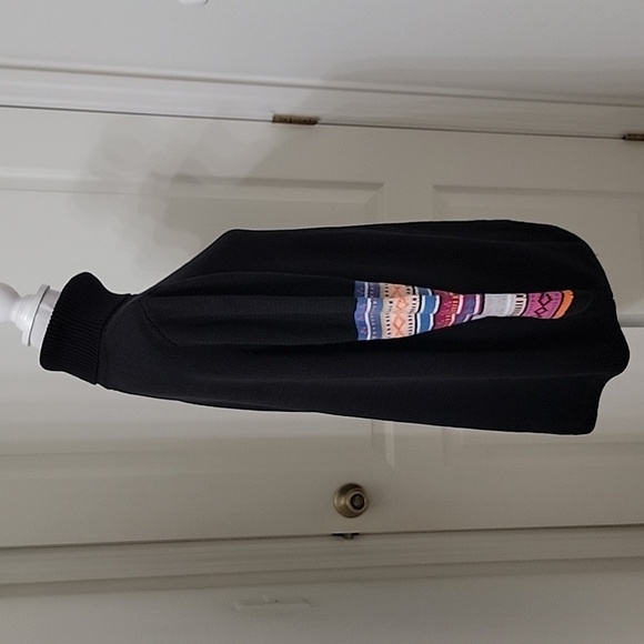 Ulla Popken Size 20/22 Black with Fair Isle Pattern Sleeve Turtleneck Sweater - Picture 5 of 12